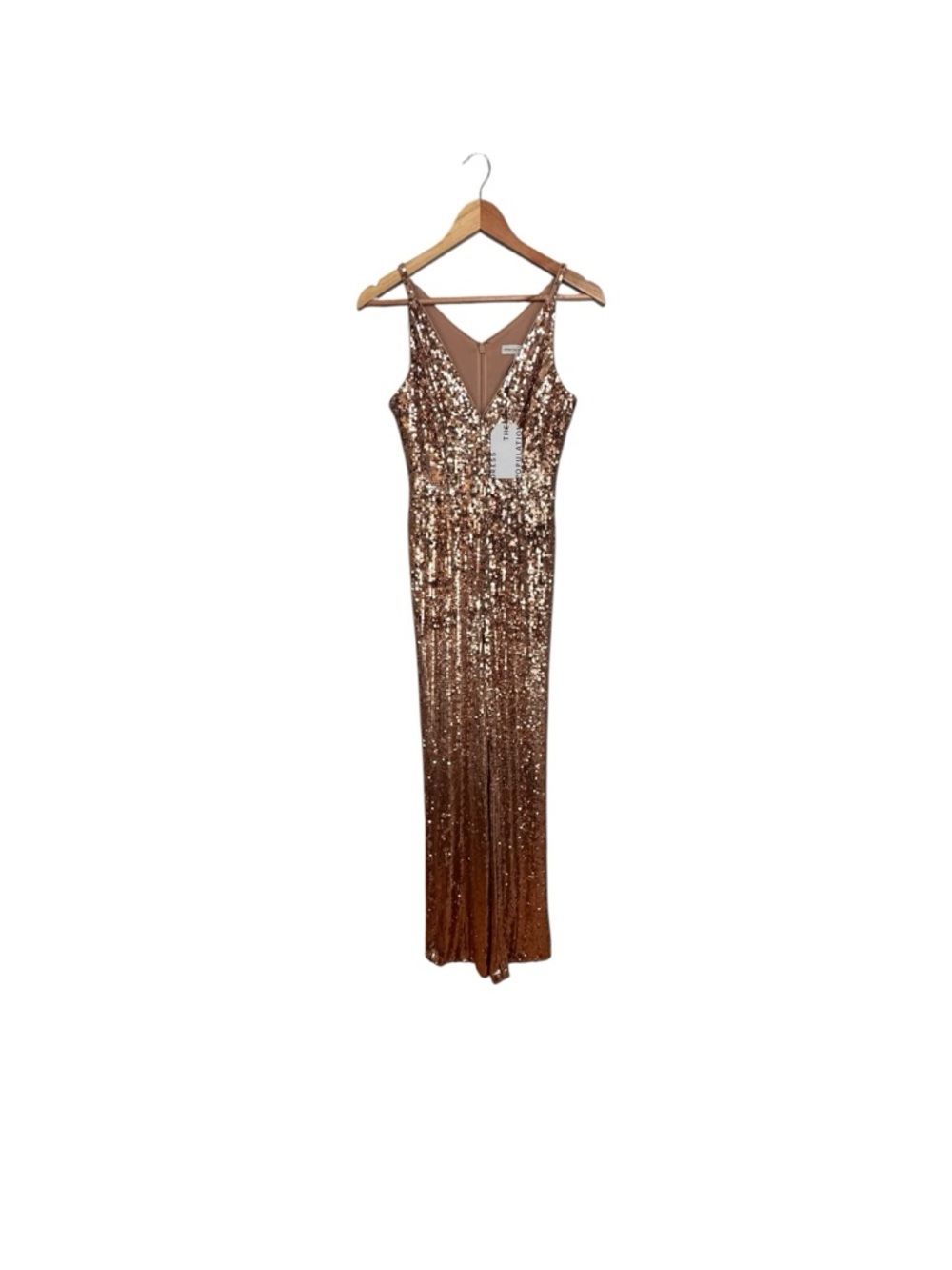 NWT DRESS THE POPULATION CHARLIE GOLD SEQUIN JUMPSUIT SIZE XS - Picture 3 of 11